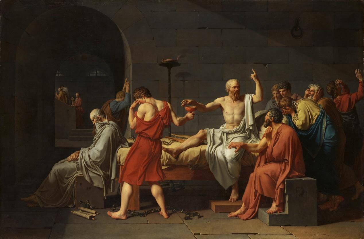لحظة إعدام سقراط. لوحة بريشة الفنان الفرنسي، جاك لوي دايفيد